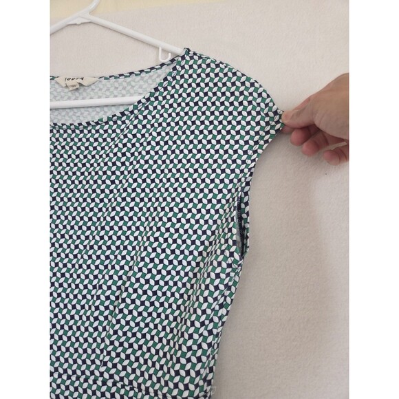 Boden FLORRIE FLORAL JERSEY DRESS Size 12L  MEADOW GREEN ABSTRACT DIAMOND - Picture 4 of 12